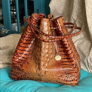 Brahmin pecan colored draw-strap bag